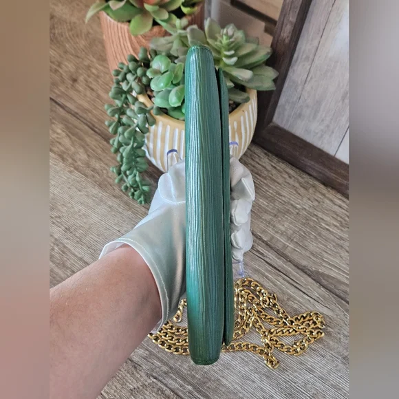 LV Louis Vuitton Green Epi Long Wallet with Elegant Crossbody Chain - Picture 13 of 14